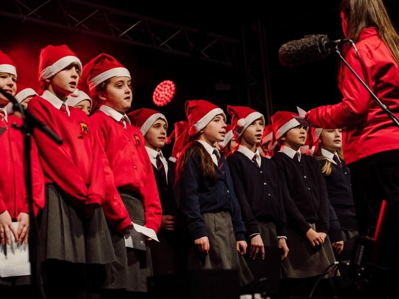 A joint choir with pupils from Ballyclare Primary and Fairview Primary.