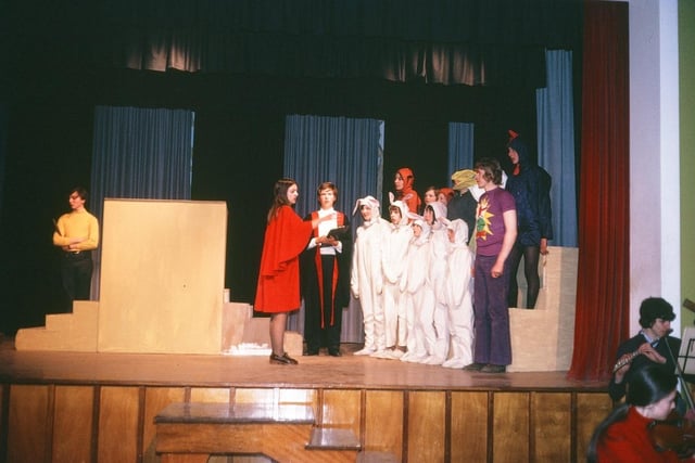 Dromore High School recently welcomed back staff and pupils who took part in the school's first theatrical production in 1973. A rehearsal - Judge addresses jury
