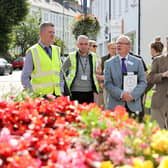 Noel Davoren, Council’s Estates Manager joins some of his team and Britain in Bloom judges Rae Beckwith and Roger Burnett as they review Coleraine’s displays. Credit McAuley Multimedia