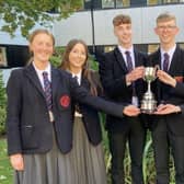 Ballyclare High's top GCSE students Anna McBride, Erin Stewart, Rhys Stewart, Adam Young, Bella Long and Susie McBride.