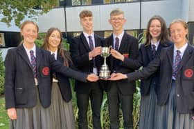 Ballyclare High's top GCSE students Anna McBride, Erin Stewart, Rhys Stewart, Adam Young, Bella Long and Susie McBride.