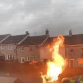 One of the scenes being filmed in Carrickfergus yesterday.  Photo: Cassandra Bell