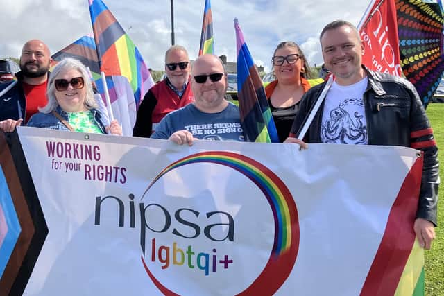 Members of the Trade Union NIPSA pictured at the first Causeway Pride in Portrush. Credit Una Culkin