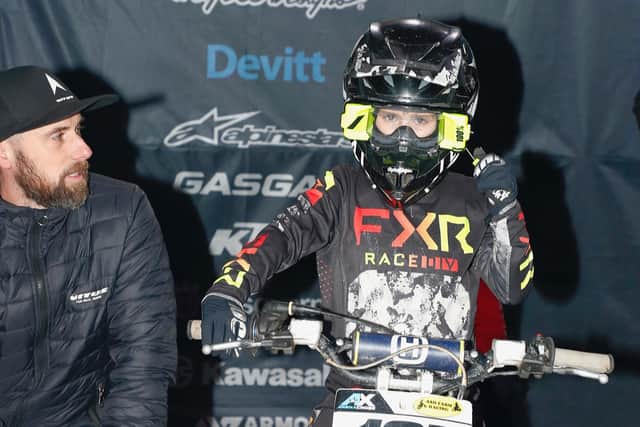 Caleb Ross from Stoneyford claimed his first podium in the  AX 65 class finishing third at the London round of the 2023 UK Arenacross championship.