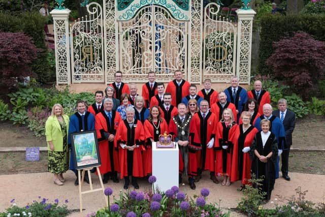 Current and retiring councillors at Hazelbank for the visit of King Charles III and Queen Camilla.