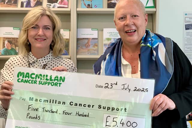 Macmillan Health and Wellbeing Co-ordinator Karen Kelly with Debby Black. Pic credit: SEHSCT