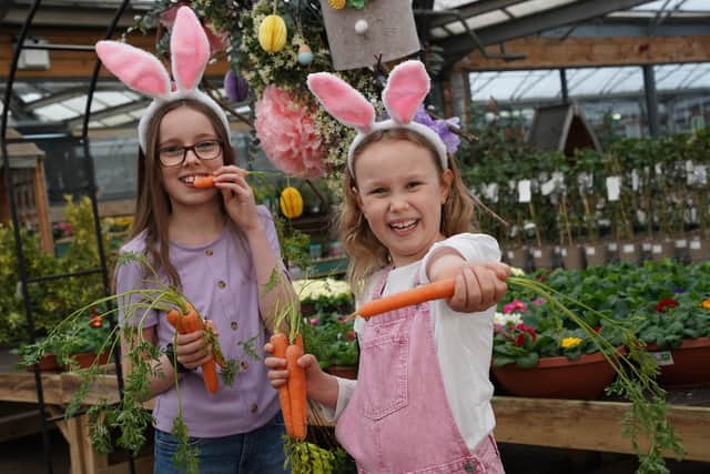 Millie (age 10) and Evie (age 7) Mitchell are looking forward to Easter fun at Dobbie. Pic by Stewart Attwood