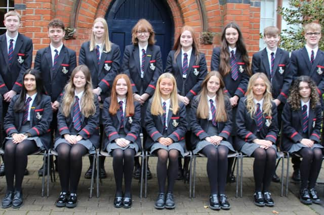 Year 12 Form Prize Winners: Back Row L-R Dovydas Capas, Sienna Given, Hannah Kinloch, Lucy McDowell, Rhyanna Dawson, Harry Hutchinson, Joshua Surplus. Front Row L-R Ariana Bohacekova, Sarvnaz Soleimani-Noori, Mia McDonald, Lucy Given, Megan Barbour, Darcy Robinson, Lyla-Grace Thompson, Lucy Given, Katie Lyness (Abi Beattie missing from photo)