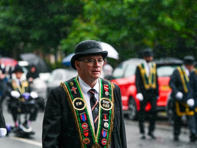 Taking part in the 'Last Saturday' parade in Dundonald.