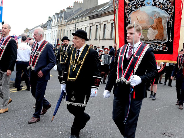 Stepping out during the 'Last Saturday' parade in Larne.