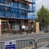 The Irish National Foresters in Lurgan, Co Armagh which partially collapsed in July leading to the closure of North Street to traffic. The road is to reopen on Saturday August 26.