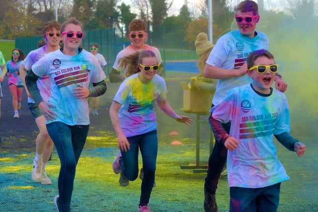 Pupils having a great time at the colour run.