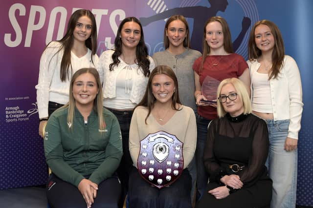 Youth School Team sponsored by AG Wilson Civil Engineering. Award winner: Royal School Armagh 1st XI Girls Hockey Team. Presented by Shauna McKay (AG Wilson Civil Engineering) and special guest Chloe Wilson.