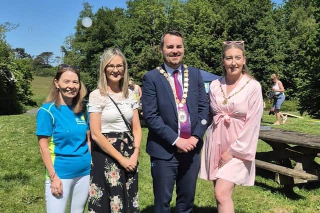 Head of Service, Fostering and Adoption in the South Eastern Trust, Nuala Hanna, Assistant Director, Lakewood, Residential, Leaving Care services Marie-Louise Sloan, Mayor and Mayoress of Ards and North Down Alistair and Ashley Cathcart. Pic credit: SEHSCT