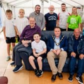 Tyler Letson, Ryan Gallagher, Stephen Gamble (Housing Executive’s Good Relations Officer), Paul Johnston (Project Manager), Daryl Clarke (Project Coordinator), Iryna Lykhosherst (volunteer), Macauley Judson (young leader), Kailey Francey (young leader), Billy Snoddy (Chairperson), Jayden Mullan, Cllr Mark Cooper, Mayor), David McCrea (chair of Monkstown Jubilee Centre), Eva Bennet and Anna Stitt (young women's ambassador).