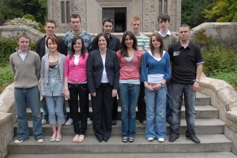 St MacNissi's College top achievers at A Level pictured in 2007 with then principal Eileen O'Loan.