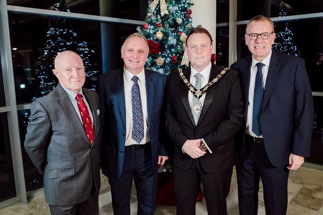 Pastor Tommy Braiden; Pastor George McKim; the Mayor of Antrim and Newtownabbey, Councillor Mark Cooper and Pastor John Thompson.