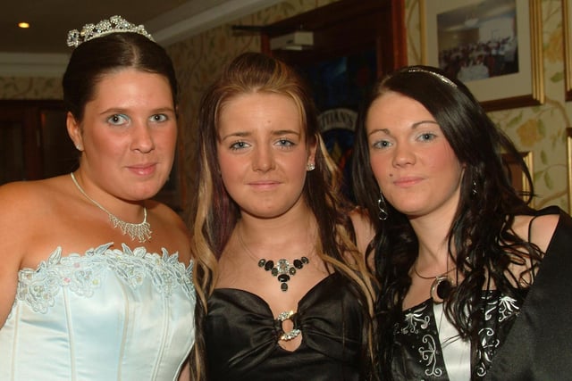 PRETTY AS A PICTURE...Students Paula Marshall, Chelsea McMullan  and Natasha Elliott pictured at the North Coast Integrated College formal in 2007.