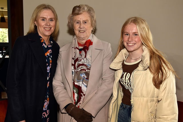 Christine Sommerville, Bette Lyttle and Alyssa Lyttle who enjoyed a Mother's Day meal at the Seagoe Hotel. PT12-250.