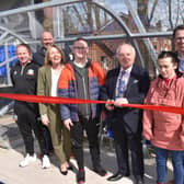 Chris Finlay and Neil Woolsey, Ballymacash Rangers, Alderman Amanda Grehan, Jack from Live Life Well-Being, Dr Terry Cross OBE, Anita from Live Life Well-Being, Stanley Gamble and Bill Shaw from the David Cross Foundation