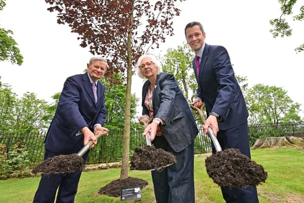 The Lord Lieutenant of County Antrim, David McCorkell joined the Council’s Chief Executive David Burns and the Chair of the Council’s Coronation Working Group, Councillor Hazel Legge in the city’s Castle Gardens where the commemorative tree was planted.