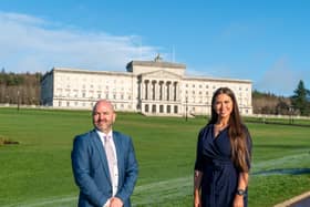 Lagan Valley Alliance MLAs Sorcha Eastwood and David Honeyford call for progress on the development of the former Maze Prison site. Pic credit: Alliance