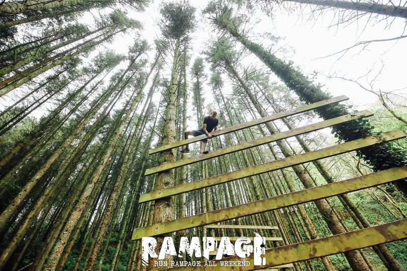 One brave competitor scales the heights during The Rampage run.