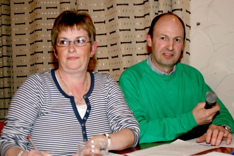 Quizmasters Elizabeth McIlhatton and Trevor Gilmore pictured at the table quiz for Stranocum and District Community Association at the Scenic Inn in 2008