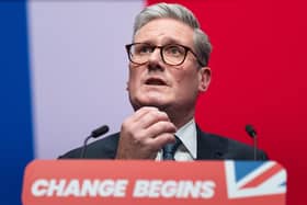 Prime Minister Keir Starmer addressing the Labour Party conference on Tuesday.  Photo: Stefan Rousseau/PA Wire