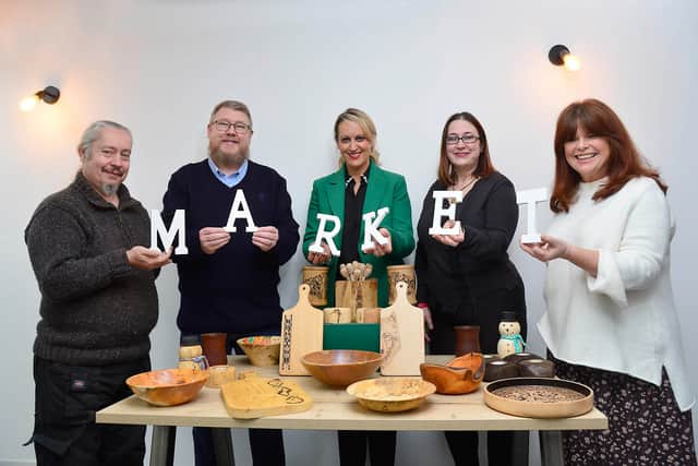 Hoddmimirs Wood Craft join the Mallusk Enterprise Park team to launch the Mallusk Christmas Market.