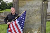Coagh historian John Hagan pictured at the Vance family burial plot in St Lukes Parish Church, Tamlaght, Coagh.