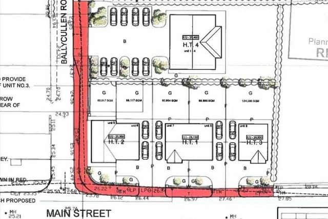 The planning application was for one detached home, two sets of semi-detached dwellings and four apartments. Credit: ABC planning portal