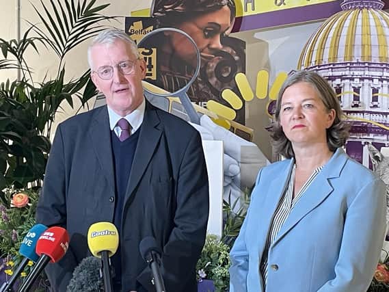 Secretary of State for Northern Ireland Hilary Benn and NIO minister Fleur Anderson. Photo: Rebecca Black/PA Wire