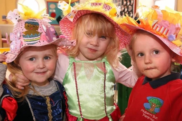 Easter party fun at the Mulberry Bush Playgroup in 2014 with Olivia Millar, Gwen Clements and Reynae Blackadder.