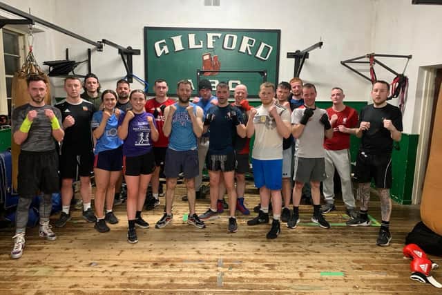 KNOCKOUT… Some of the competitors ready to throw themselves into the ring in aid of charities, PIPS and Changing Lives NI.
