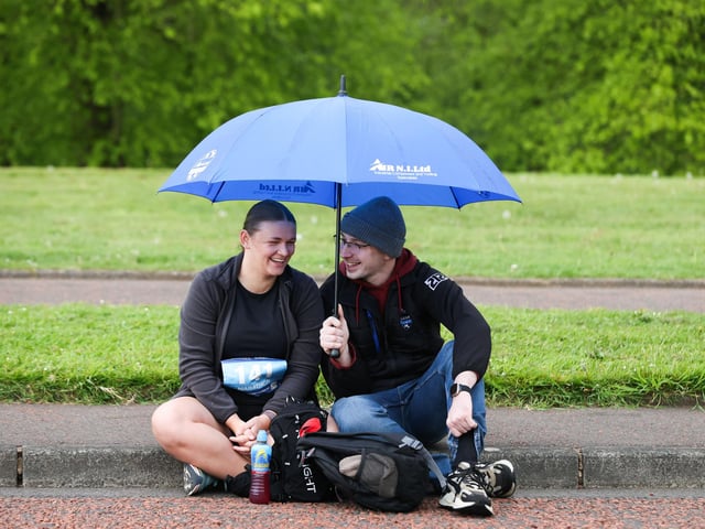 Enjoying the atmosphere of the Phoenix Energy Belfast City Marathon.