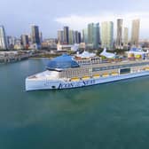 Icon of the Seas, which features bespoke carpets by Ulster Carpets, arrives in Miami. Image courtesy of Royal Caribbean International.