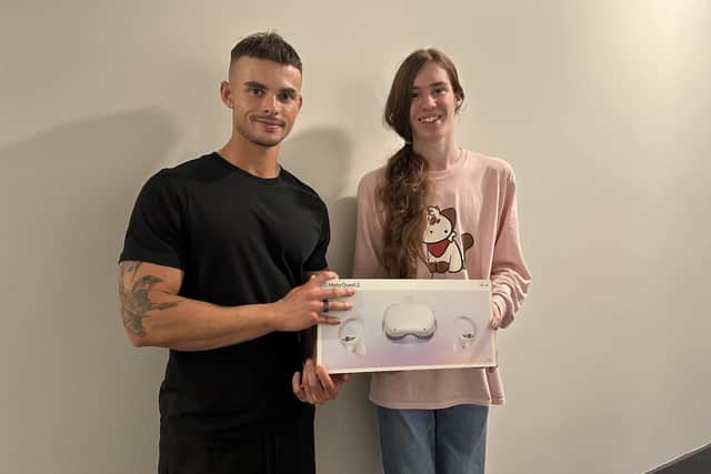 Cameron Balmer (Lisburn), Sentireal Development Team Manager and Finley Houston (Dromara), SERC Level 3 National Extended Diploma in IT - IT Professional student. Pic credit: SERC