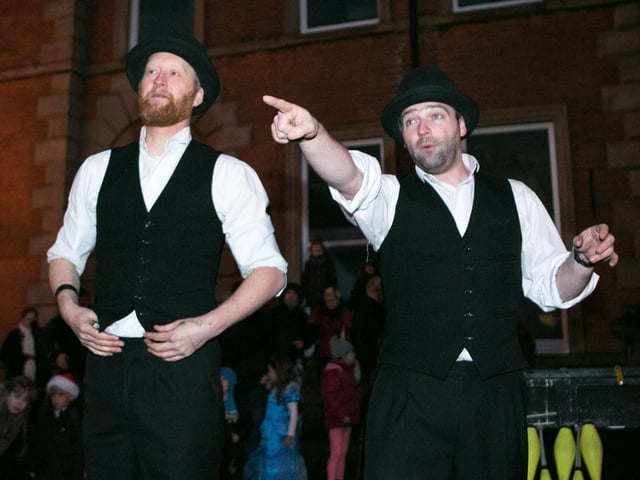 Entertaining the crowds at the Whitehead Victorian Street Fair in 2013.