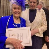 Mrs Millar (right) in the Abbey with Mrs Patricia Anne Dallas BEM from Coleraine