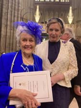 Mrs Millar (right) in the Abbey with Mrs Patricia Anne Dallas BEM from Coleraine