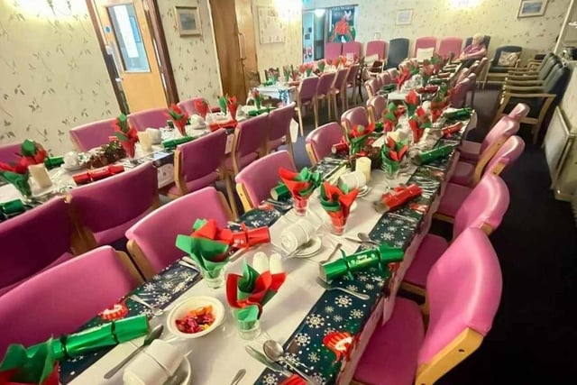 The function room at Rathain Fold all set, waiting for guests attending Margaret Peacock's Christmas Day dinner.