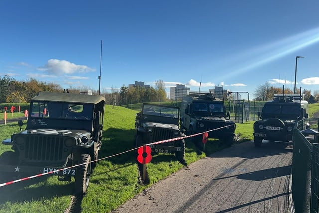 Military vehicles pictured in the Sir James Craig Park.