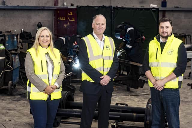 Pictured (L-R) are Nicole Ross, business development manager and chief financial officer, Ross Companies, Iain Joannides, head of regional business for the Eastern Region, Invest NI and William Ross, managing director, Ross Companies. Photo provided by Invest NI