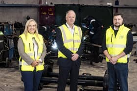 Pictured (L-R) are Nicole Ross, business development manager and chief financial officer, Ross Companies, Iain Joannides, head of regional business for the Eastern Region, Invest NI and William Ross, managing director, Ross Companies. Photo provided by Invest NI