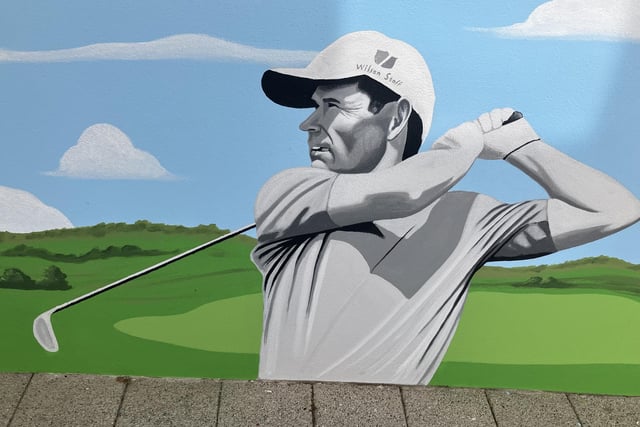 Just one of the images on the golfing greats wall - Padraig Harrington.