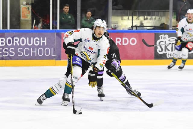 Belfast Giants Kohei Sato in action against the Nottingham Panthers at the Motorpoint Arena. Picture: Panthers Images