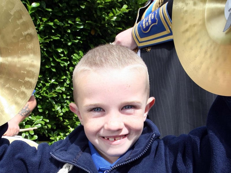 Darryl Bell all set to play the cymbals during the 12th day in Ballyclare. NT29-005FP