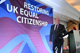 TUV leader Jim Allister pictured at his party's conference earlier this year where he announced an electoral pact with Reform UK. Picture by Stephen Hamilton Photography