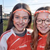 Young fans of Clann Éireann Ladies team. Lucy Haughain, left, and Hollie Towe showing their support on Sunday. LM50-219.